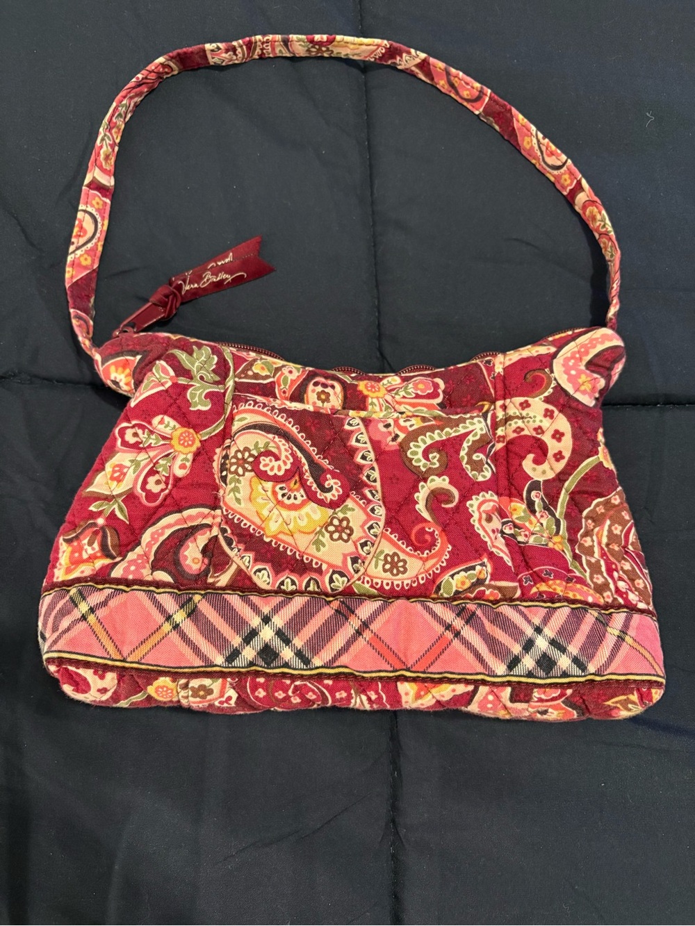 Vera Bradley Red and Pink Paisley Quilted Mini Shoulder Purse - Picture 6 of 7